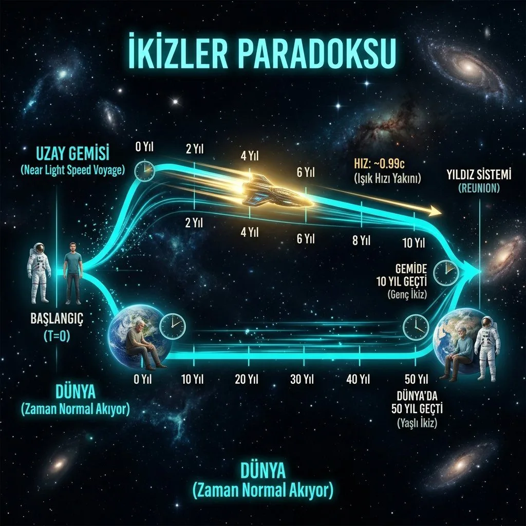 İKİZLER PARADOKSU: UZAY YOLCULUĞUNDA ZAMAN NASIL BÜKÜLÜR VE NEDEN HERKES İÇİN AYNI AKMAZ?