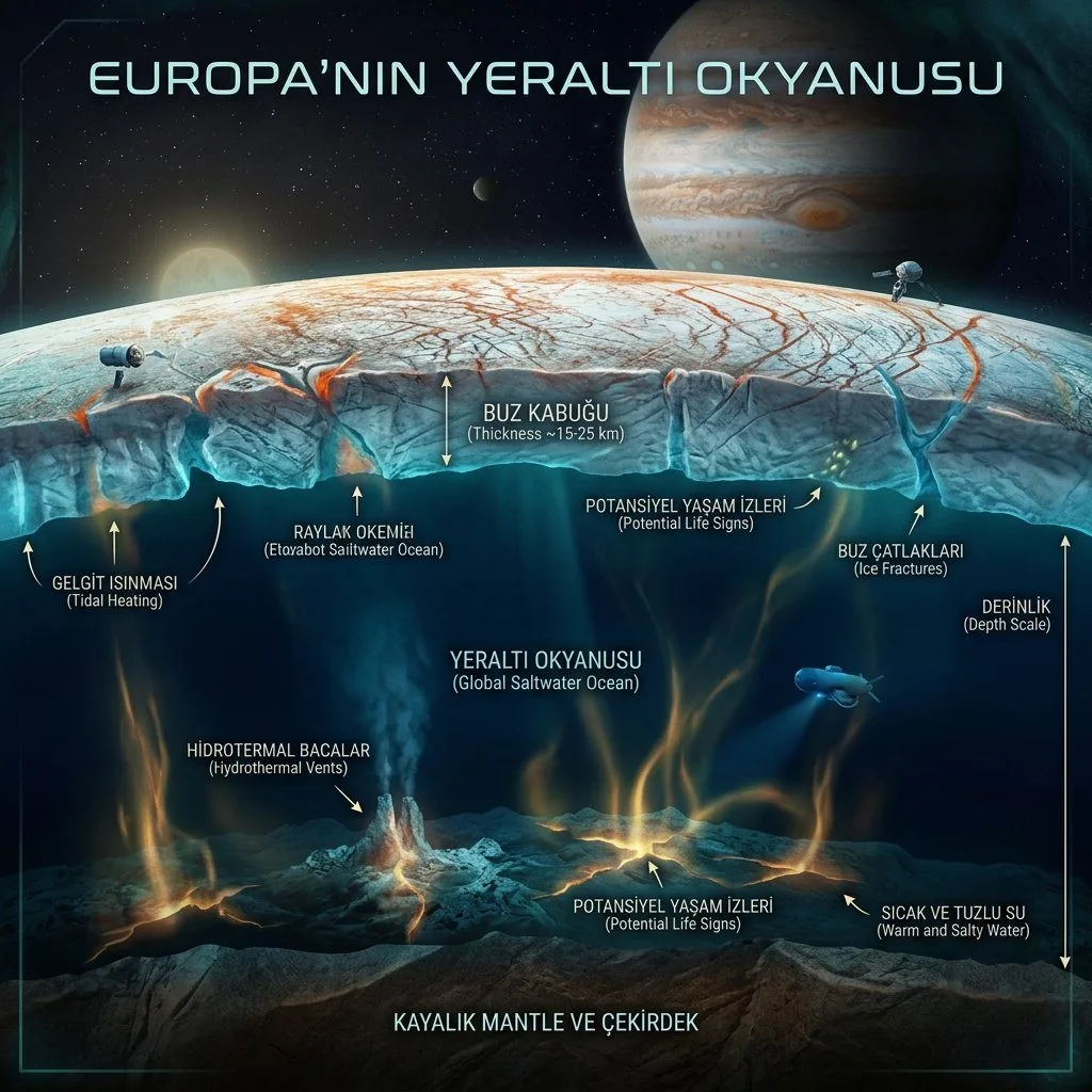 EUROPA'NIN YERALTI OKYANUSU: JÜPİTER'İN BUZLU UYDUSUNDA YAŞAM İHTİMALİ